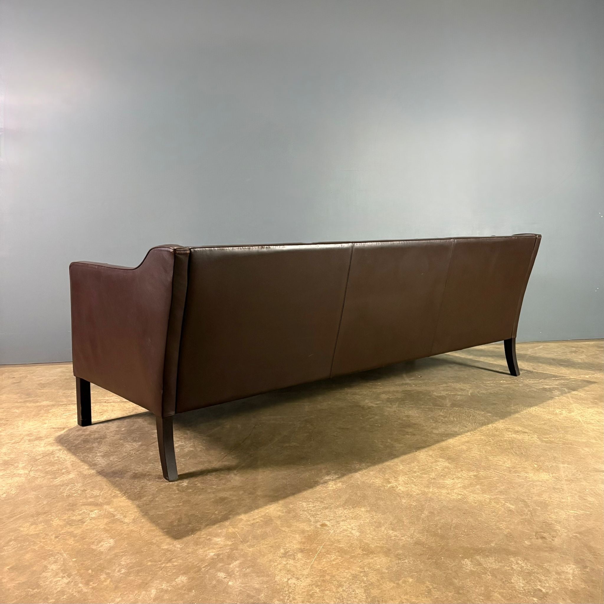 SOLD Three Seater Børge Mogensen Frederica Style Brown Leather Sofa By Mogens Hansen Model 2213 Mid Century Vintage Retro MCM