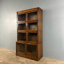 SOLD English Oak Glass Sectional Barrister Fronted Tall Cabinet/Bookcase Globe Wernicke Style Mid Century Vintage Retro MCM