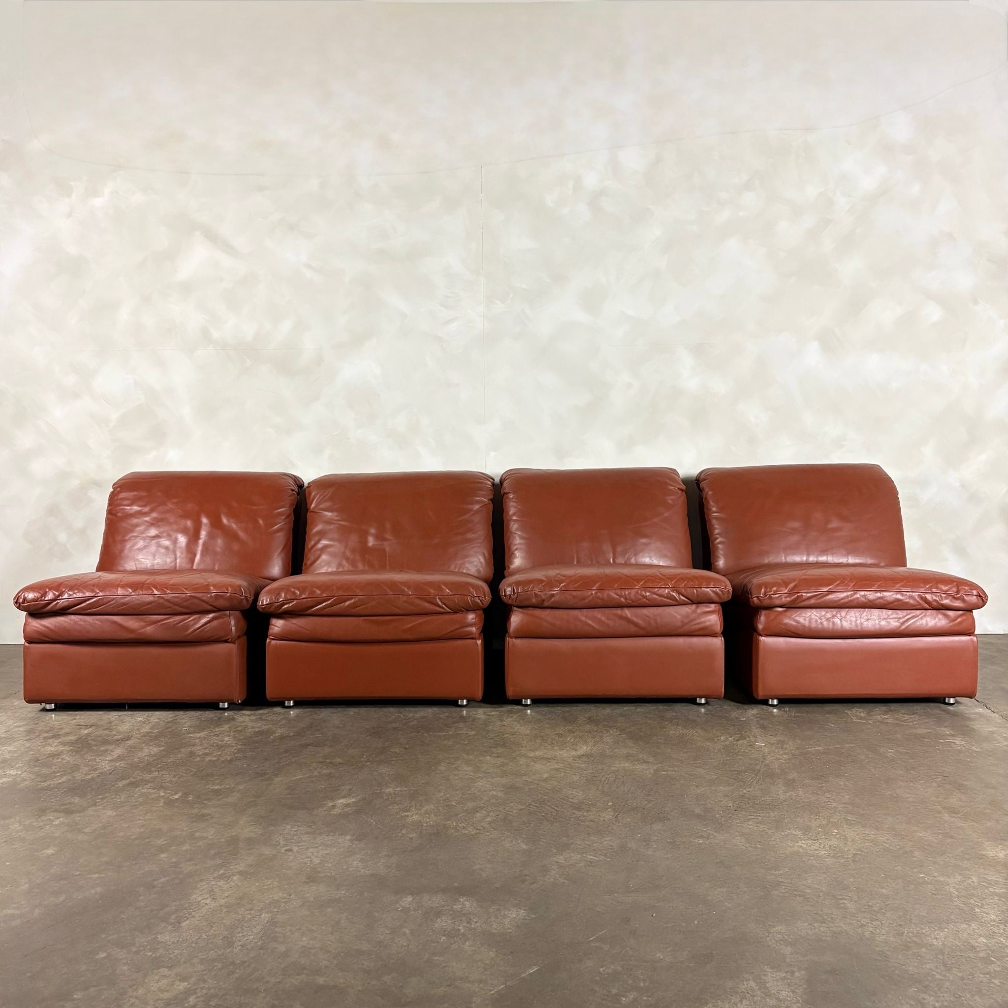 UBU Four Seater Brown Tan Modular Sofa/Chairs Lounge Suite Mid Century Vintage Retro MCM