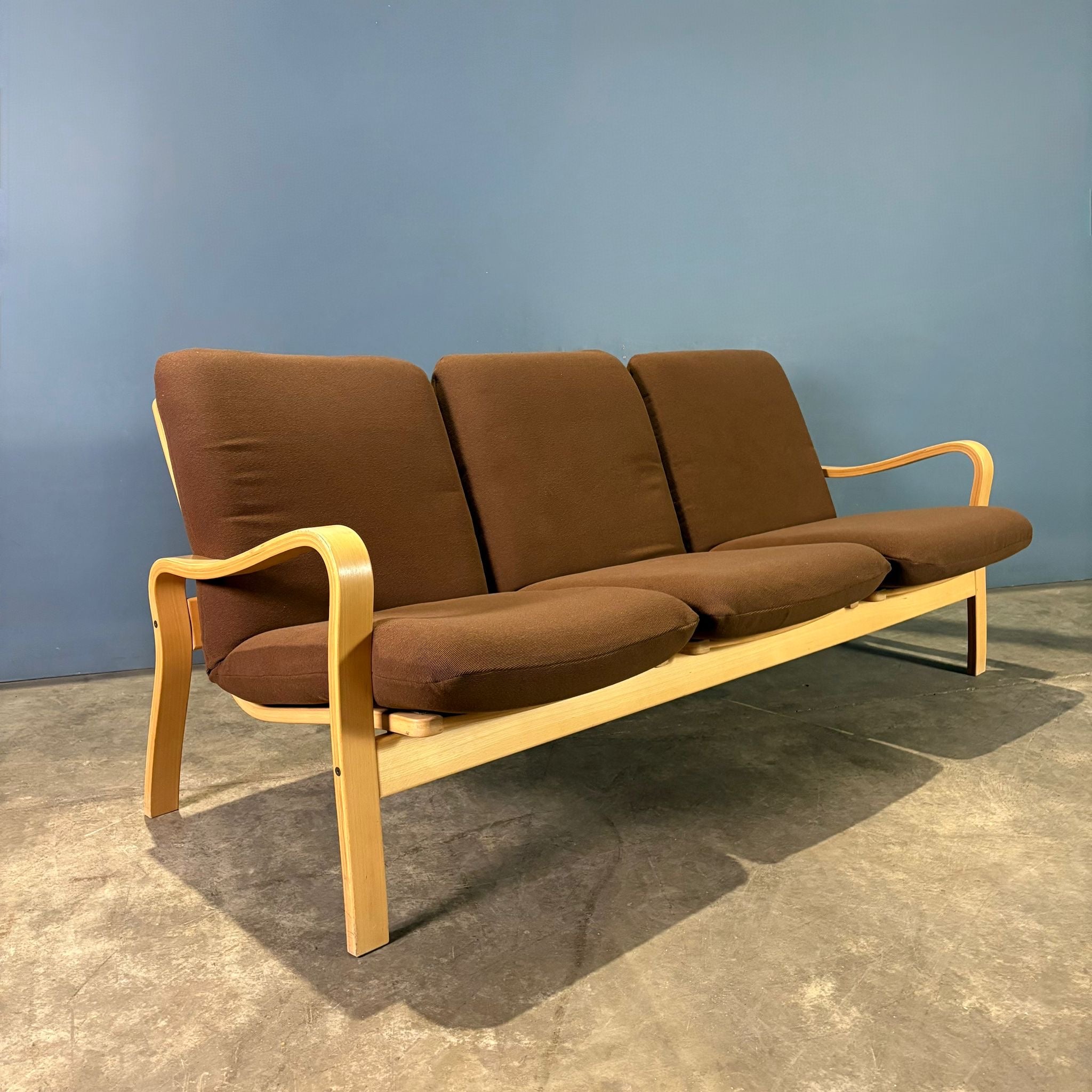 Mid Century Three Seater Brown Sofa By Yngve Ekström For Swedese Vintage Retro MCM