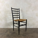 Set Of Four Italian Gio Ponti Style Ebonised Black Ladderback Dining Chairs Mid Century Vintage Retro MCM