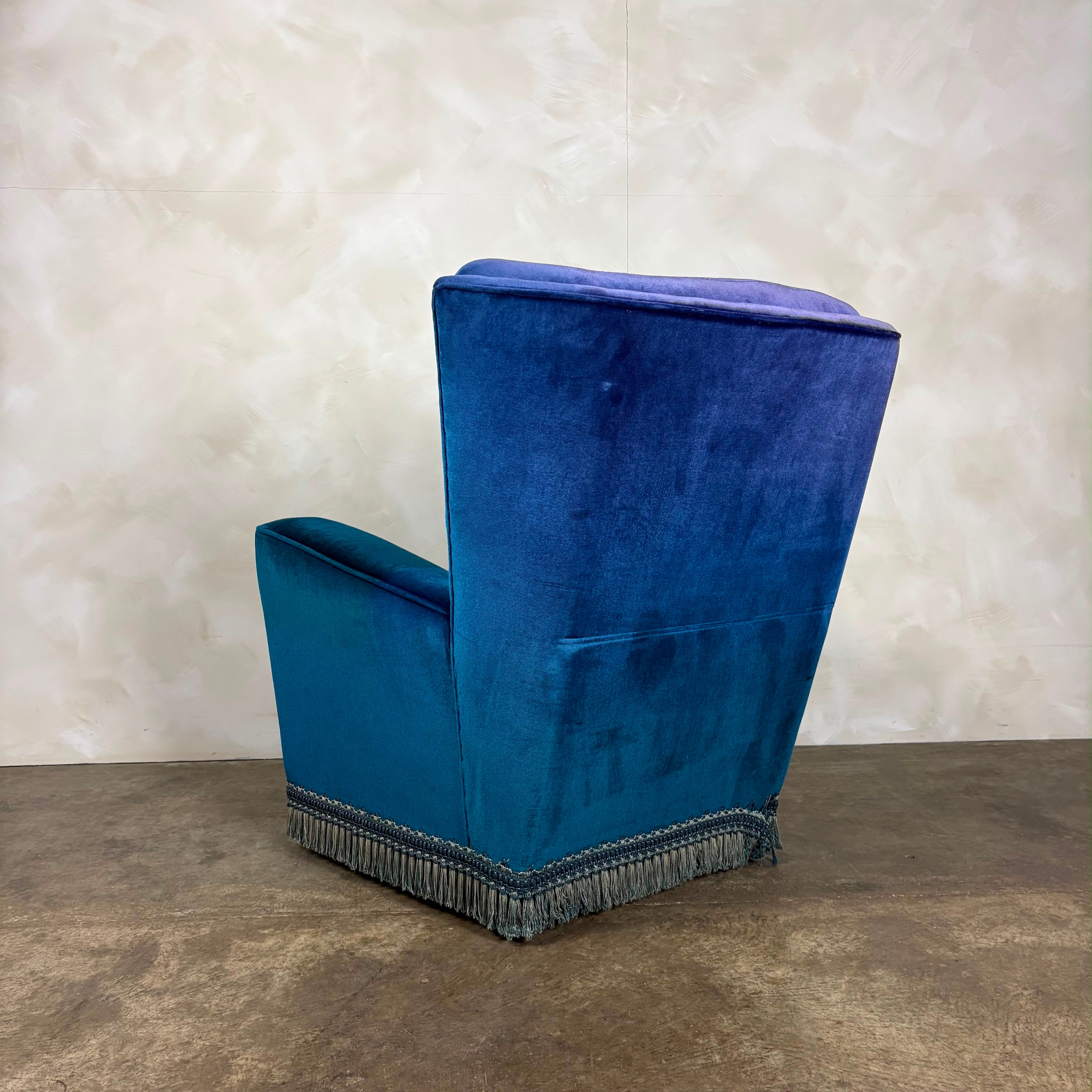 Mid Century Pair Of His & Her Blue Armchairs Vintage Retro MCM