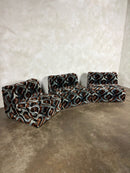 SOLD Englender Modular Blue Geometric Three Seater Sofa/Lounge Chairs 1970s Mid Century Vintage Retro MCM