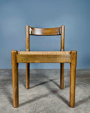 SOLD Pair Of Carimate Brown Rush & Beech Dining Chairs By Vico Magistretti For Cassina Mid Century Vintage Retro MCM