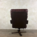 Pair Of Scandinavian Brown Leather Lounge Chairs Mid Century Vintage Retro MCM