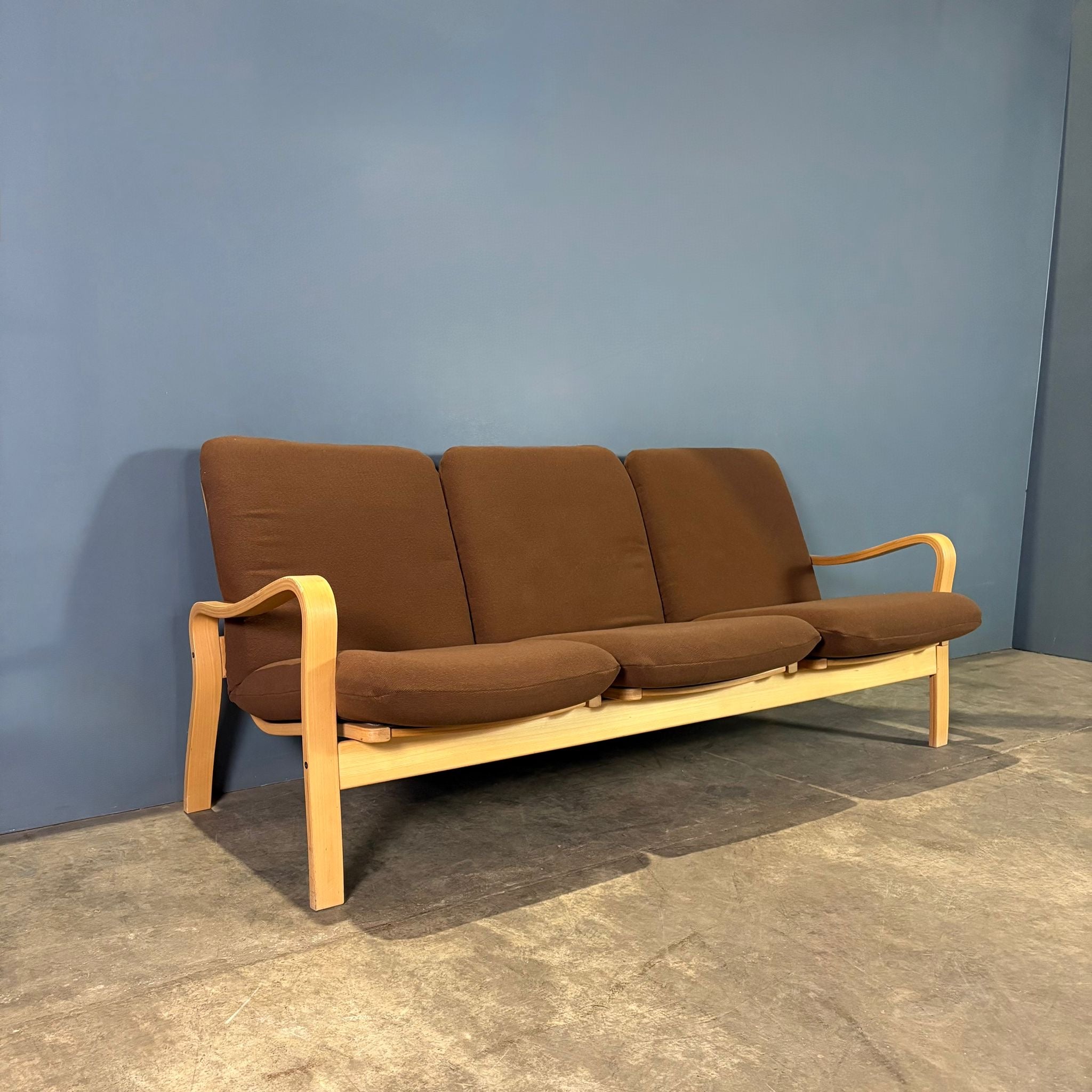 Mid Century Three Seater Brown Sofa By Yngve Ekström For Swedese Vintage Retro MCM