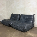 Togo Sofa Set Michel Ducaroy Ligne Roset Grey Leather Mid Century Vintage Retro MCM