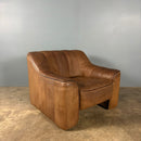 Pair Of De Sede DS44 Armchairs Brown Tan Leather Mid Century Vintage Retro MCM