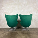 SOLD Pair Of Green Egg Lounge Chairs Mid Century Vintage Retro MCM