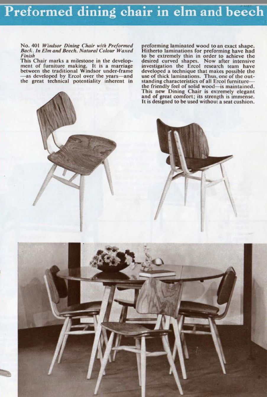 Ercol Butterfly Model 401 Rare Dining Chair Early 1950s Mid Century Vintage Retro MCM