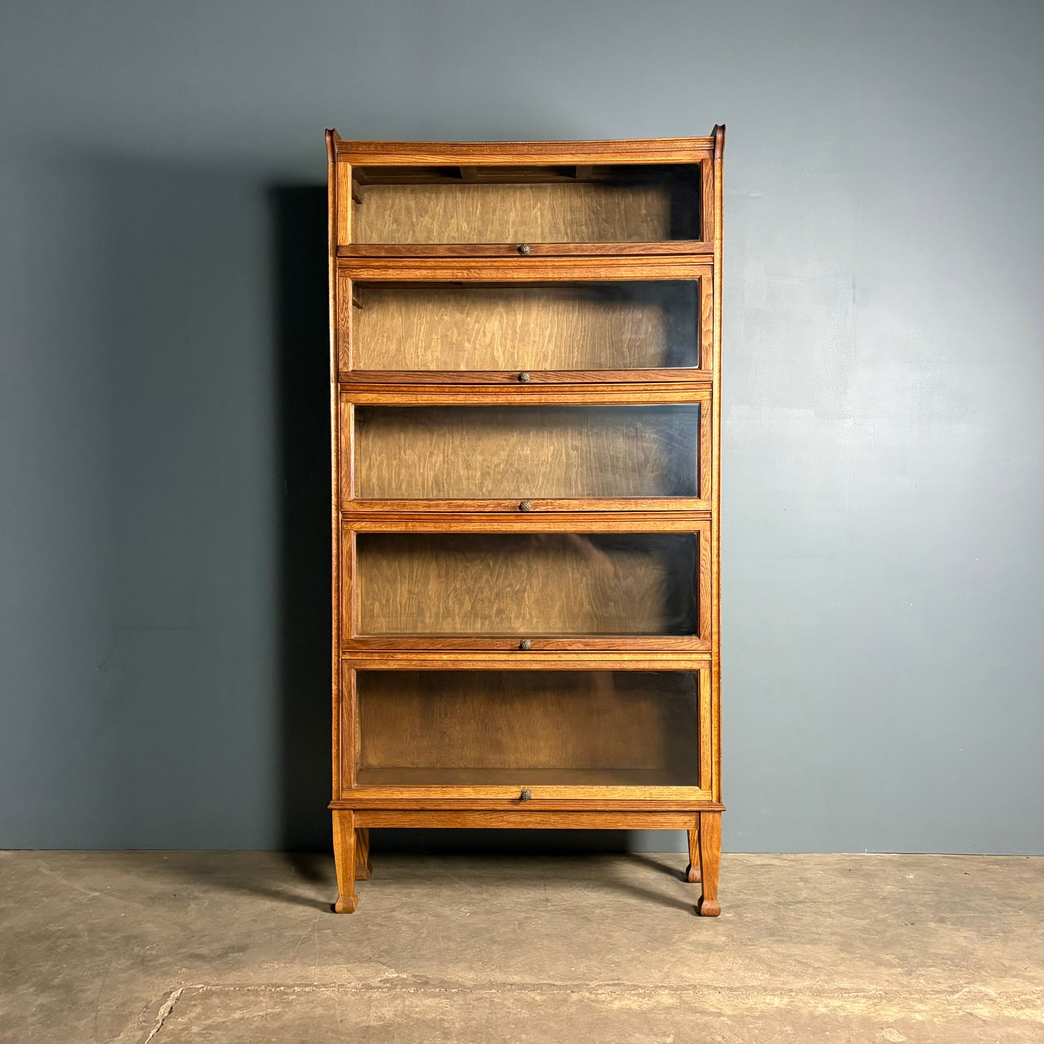 SOLD English Oak Glass Fronted Tall Cabinet/Bookcase Globe Wernicke Style Mid Century Vintage Retro MCM