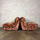 Pair Of Geometric Patterned Fold Out Lounge Chairs/Sofa Beds Rest Assured Mid Century Vintage Retro MCM