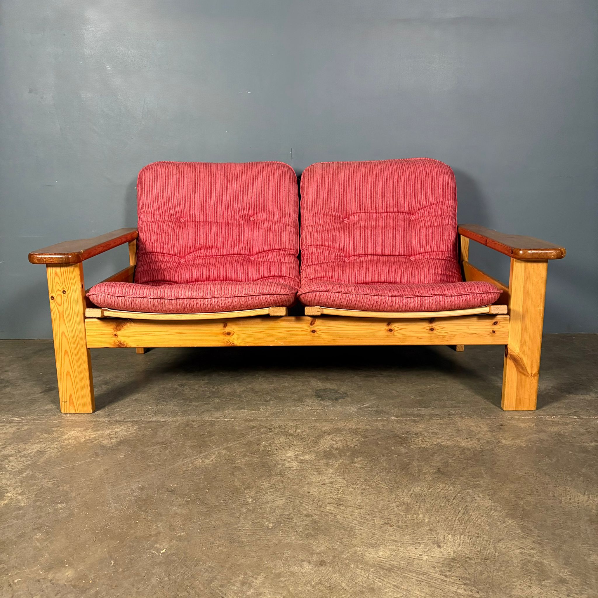 Mid Century Wool Pine Pink Two Seater Sofa By Yngve Ekström For Swedese Vintage Retro MCM