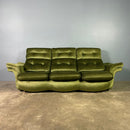 Mid Century Three Seater Sofa Green Velvet Vintage Retro MCM