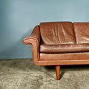 Matador Brown Leather Three Seater Sofa By Aage Christiansen For Erhardsen & Andersen & Eran Mobler Mid Century Vintage Retro MCM