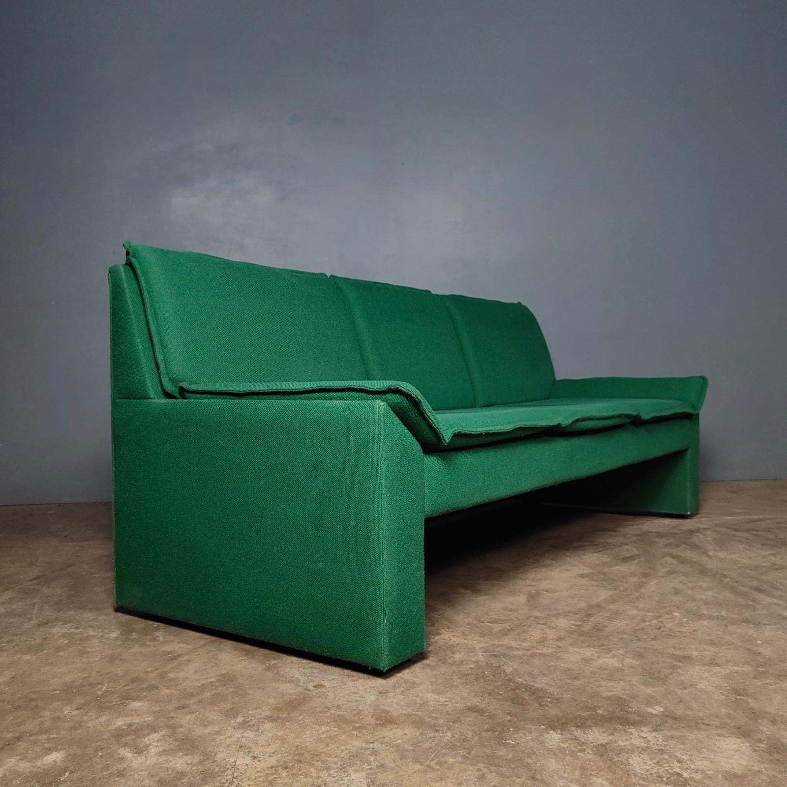 Green Wool Three Seater Sofa Mid Century Vintage Retro MCM