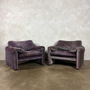 Maralunga Purple Blue Armchair By Vico Magistretti For Cassina 1979 Mid Century Vintage Retro MCM