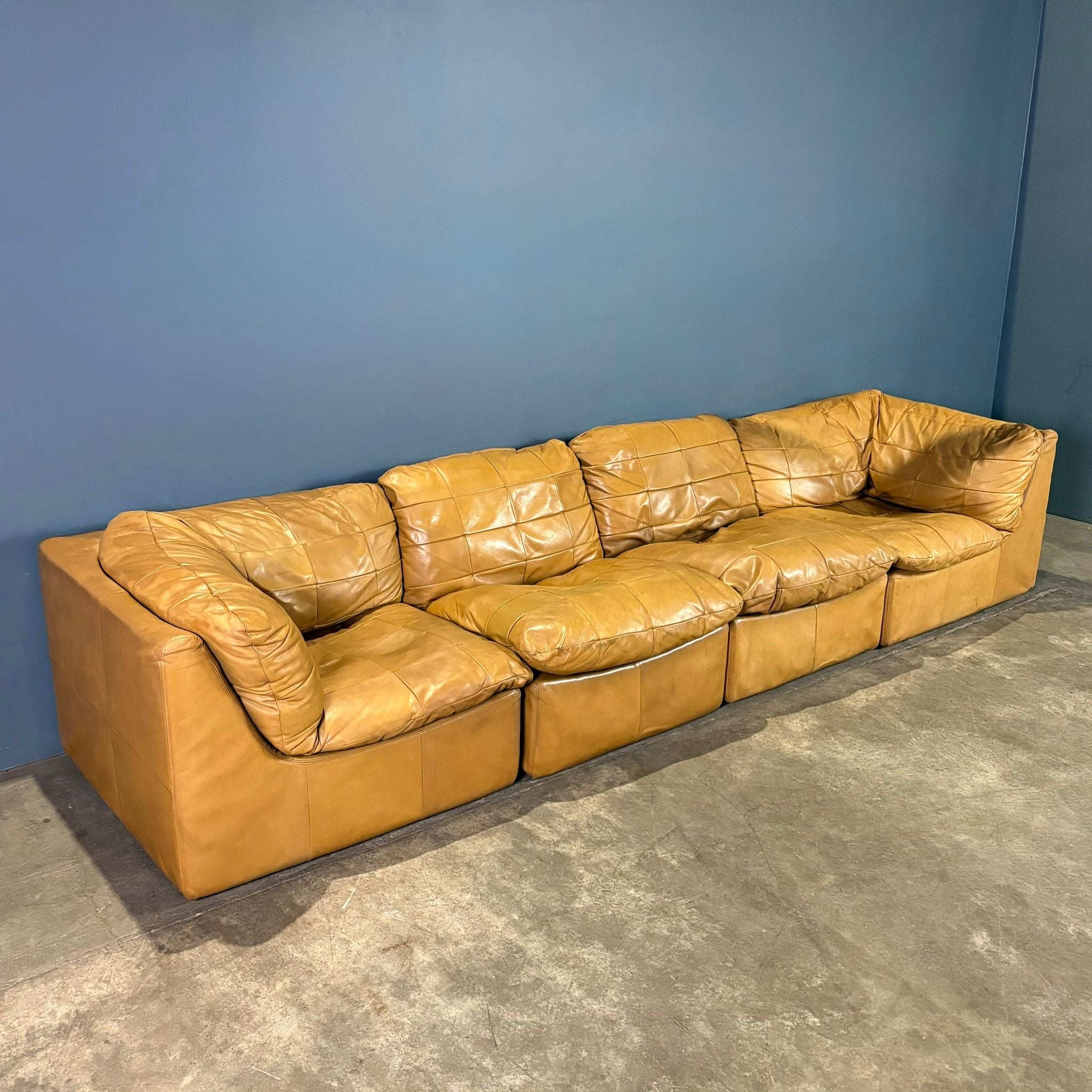 SOLD De Sede DS11 Style Patchwork Leather Modular Sofa Mid Century Vintage Retro MCM