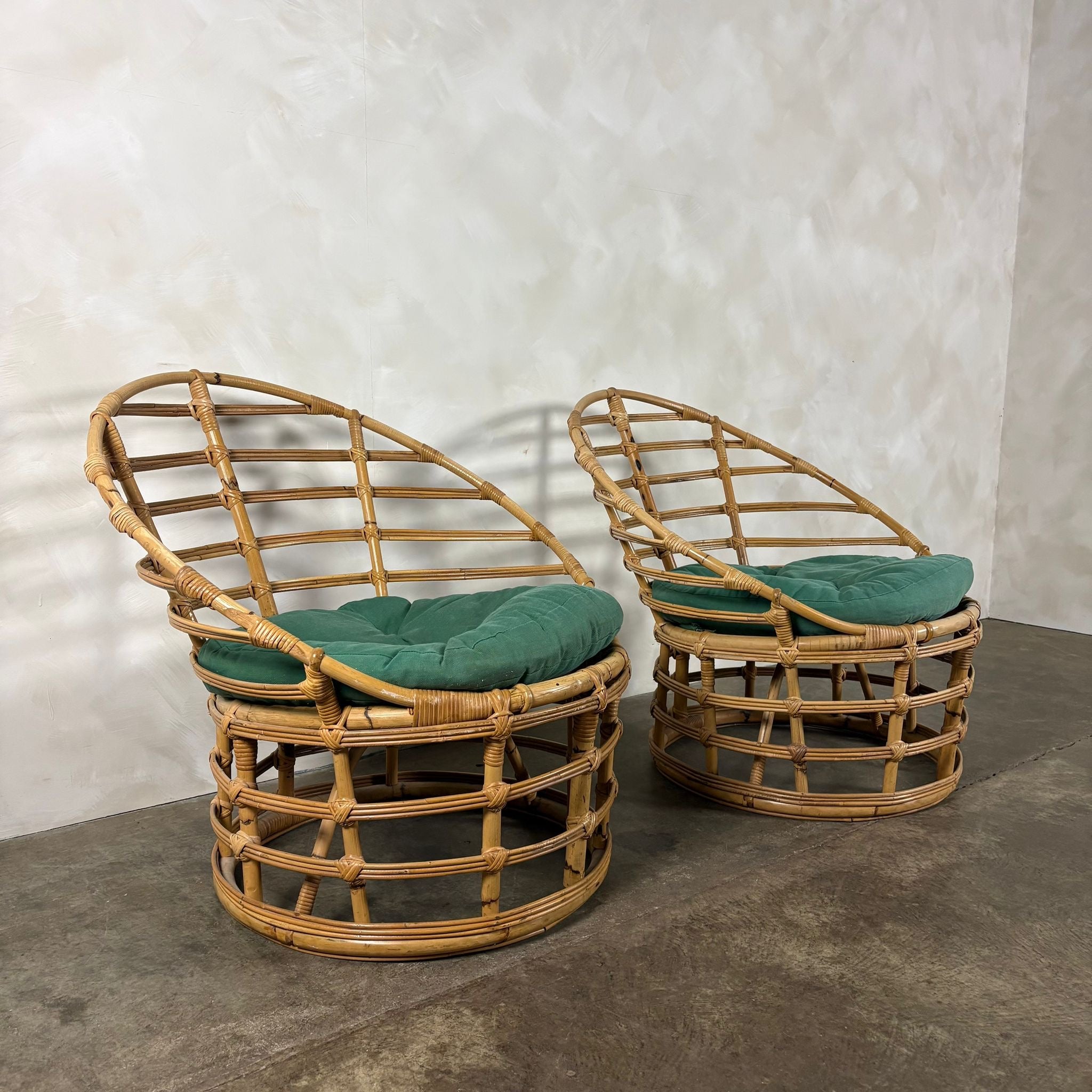 Mid Century Pair Of Bamboo Lounge Chairs Vintage Retro MCM