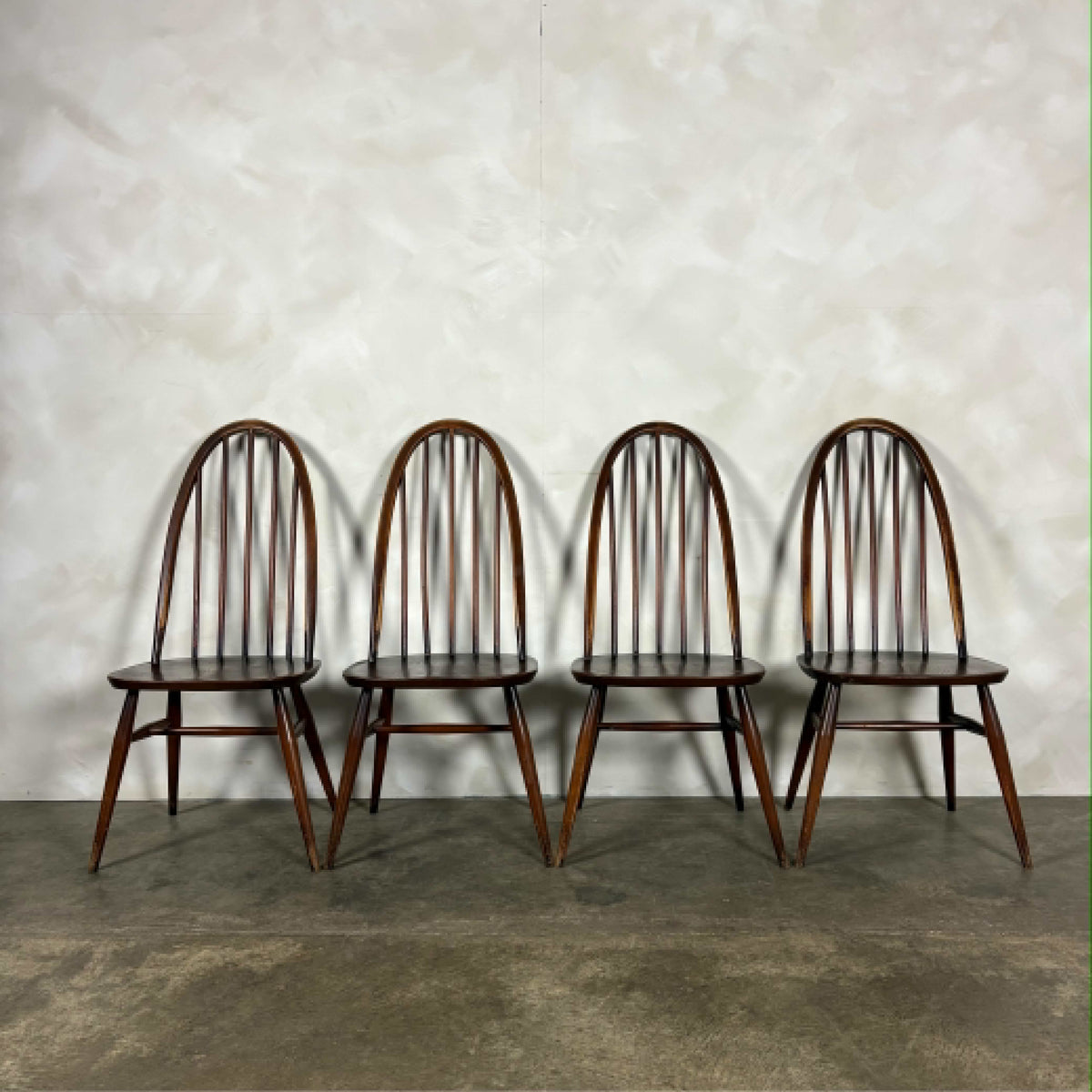 Set Of Four 1960s Ercol Quaker Windsor Dining Chairs Mid Century Vintage Retro MCM