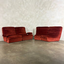 Dark Orange Four Piece Modular Sofa/Chairs Mid Century Vintage Retro MCM