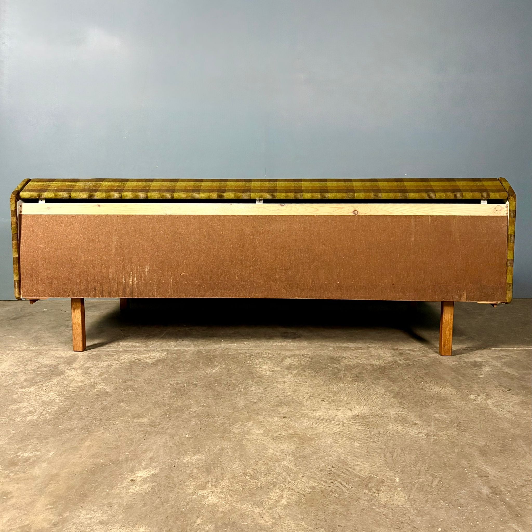 Hans Wegner Style Green Chequered Sofa Bed Daybed Mid Century Vintage Retro MCM
