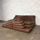Three De Sede DS-1025 Terrazza Brown Leather Modular Sofas Mid Century Vintage Retro MCM