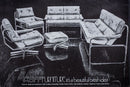 Mid Century Pieff Alpha Tan Brown Leather Three Seater Sofa & Two Swivel Lounge Chairs With Footstool Vintage Retro MCM