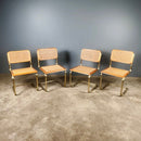 SOLD Dining Table & Chairs Cesca B32 Marcel Breuer Style Gold Brass Mid Century Vintage Retro MCM