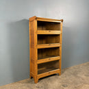English Golden Oak Glass Fronted Tall Cabinet/Bookcase Globe Wernicke Style Mid Century Vintage Retro MCM