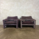 Maralunga Purple Blue Armchair By Vico Magistretti For Cassina 1979 Mid Century Vintage Retro MCM