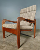 Mid Century Grey Wool Teak Armchair Vintage Retro MCM
