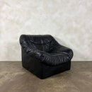 SOLD Black Leather Armchair Mid Century Vintage Retro MCM