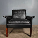 SOLD Black Leather Armchair Hans Olsen CS Møbler Model 500 Mid Century Vintage Retro MCM