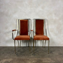 Six Italian Renato Zevi Orange Brass Dining Chairs 1970s Mid Century Vintage Retro MCM