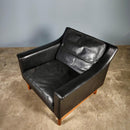 Mid Century Black Leather Åke Fribyter Swedish Armchair Vintage Retro MCM