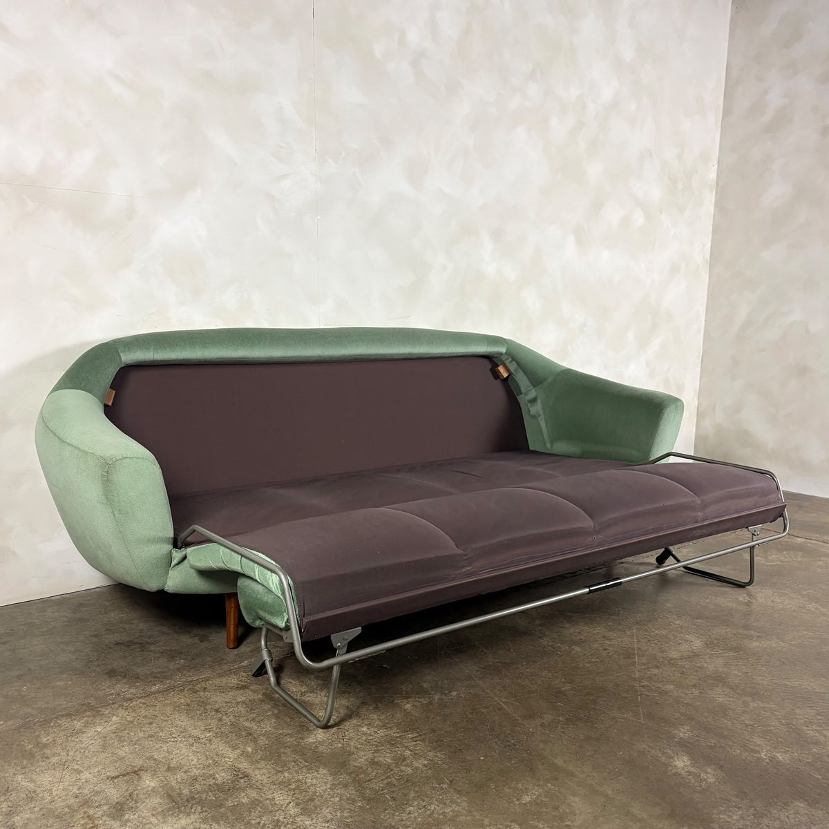 Greaves & Thomas Green Four Seater Sofa Bed Mid Century Vintage Retro MCM