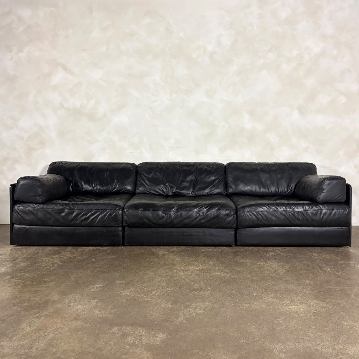 Four De Sede DS-76 Black Leather 1972 Sofa/Chairs Sofa Beds Mid Century Vintage Retro MCM