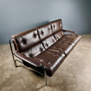 SOLD Mid Century Pieff Alpha Brown Leather Three Seater Sofa Vintage Retro MCM