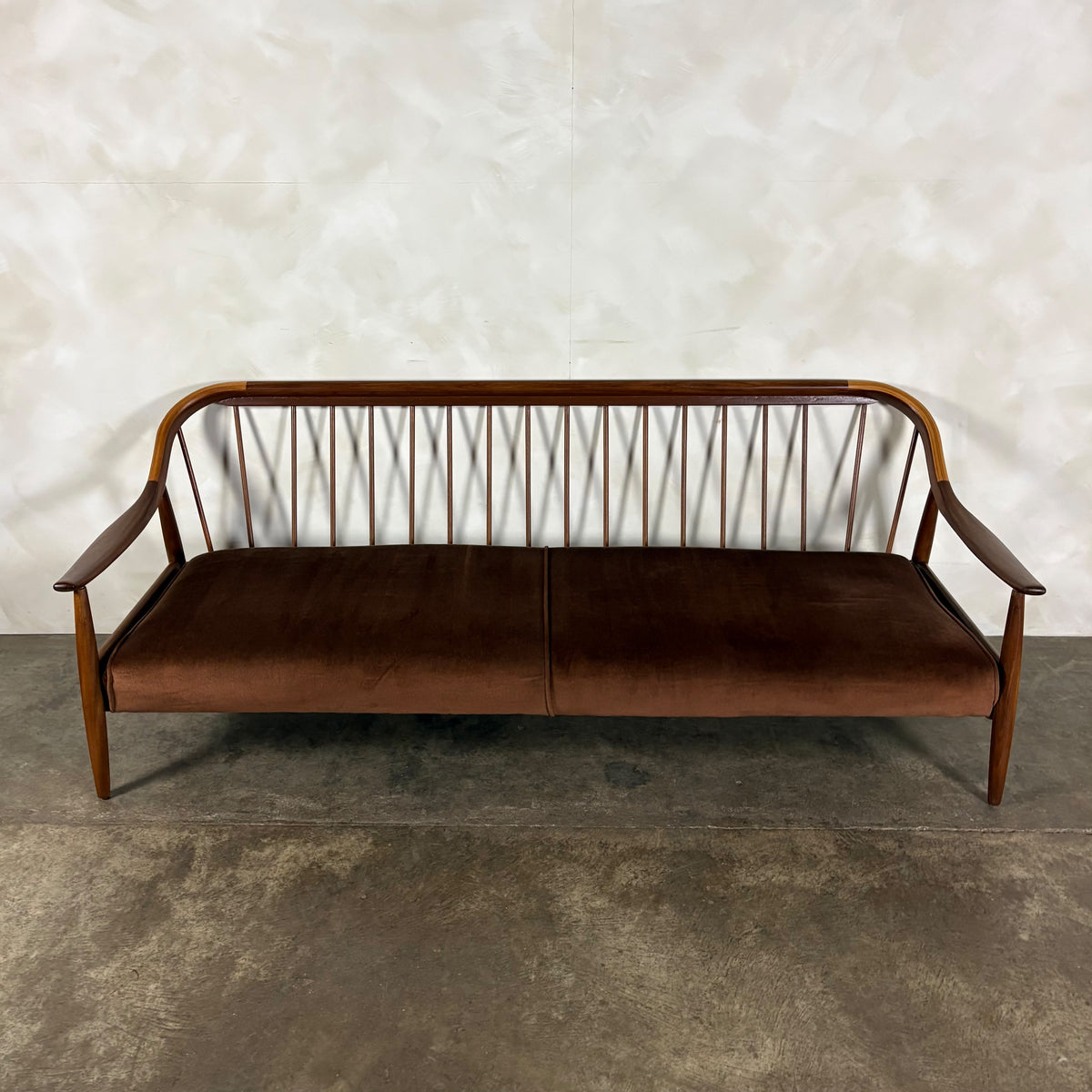 Greaves & Thomas Brown Three Seater Sofa Mid Century Vintage Retro MCM