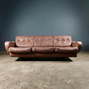 SOLD Madsen & Schubell Danish Brown Leather Three Seater Sofa Mid Century Vintage Retro MCM