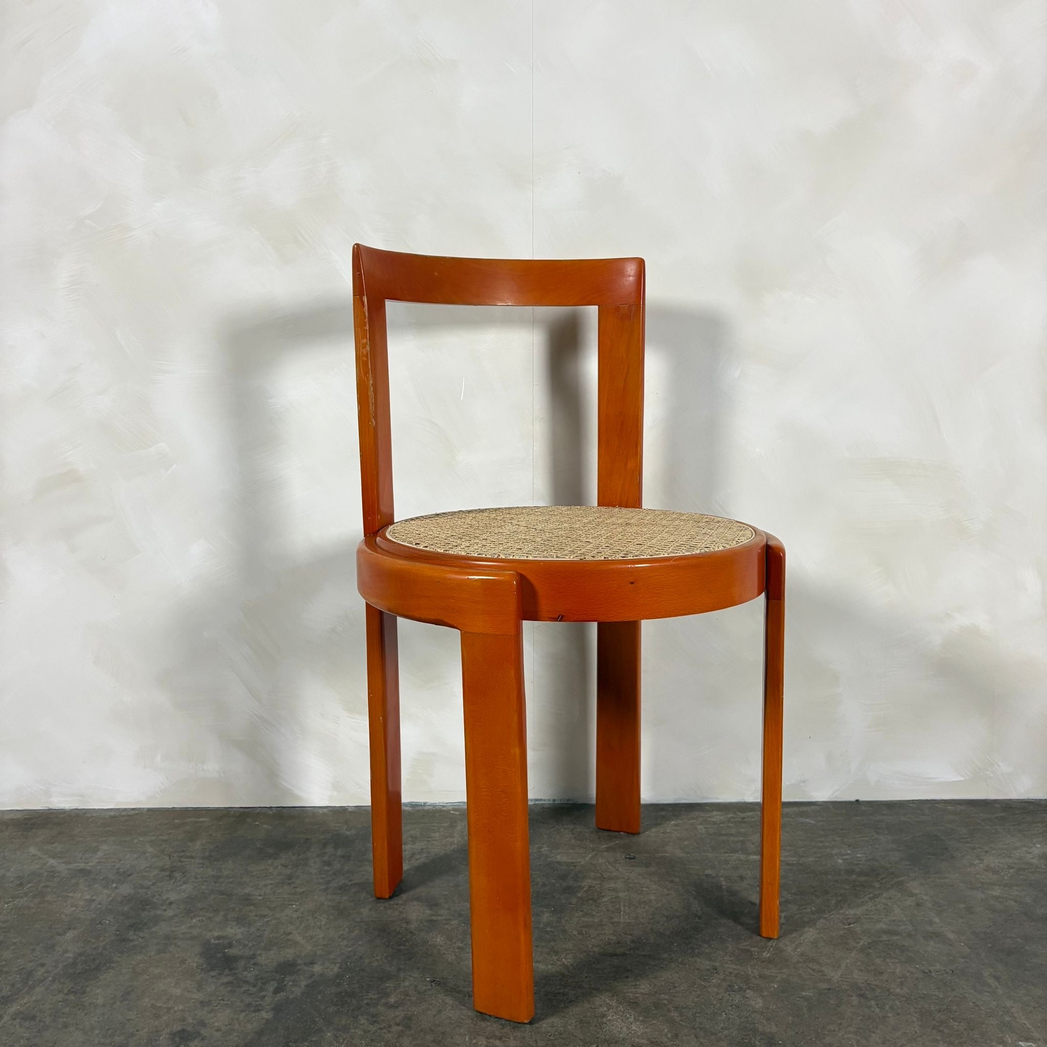 Mid Century Orange & Cane Bruno Rey Style Dining Chair Vintage Retro MCM