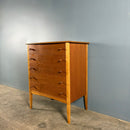 Mid Century Walnut Beech Chest Of Drawers/Tall Boy By W&T Lock Of Bath Vintage Retro MCM
