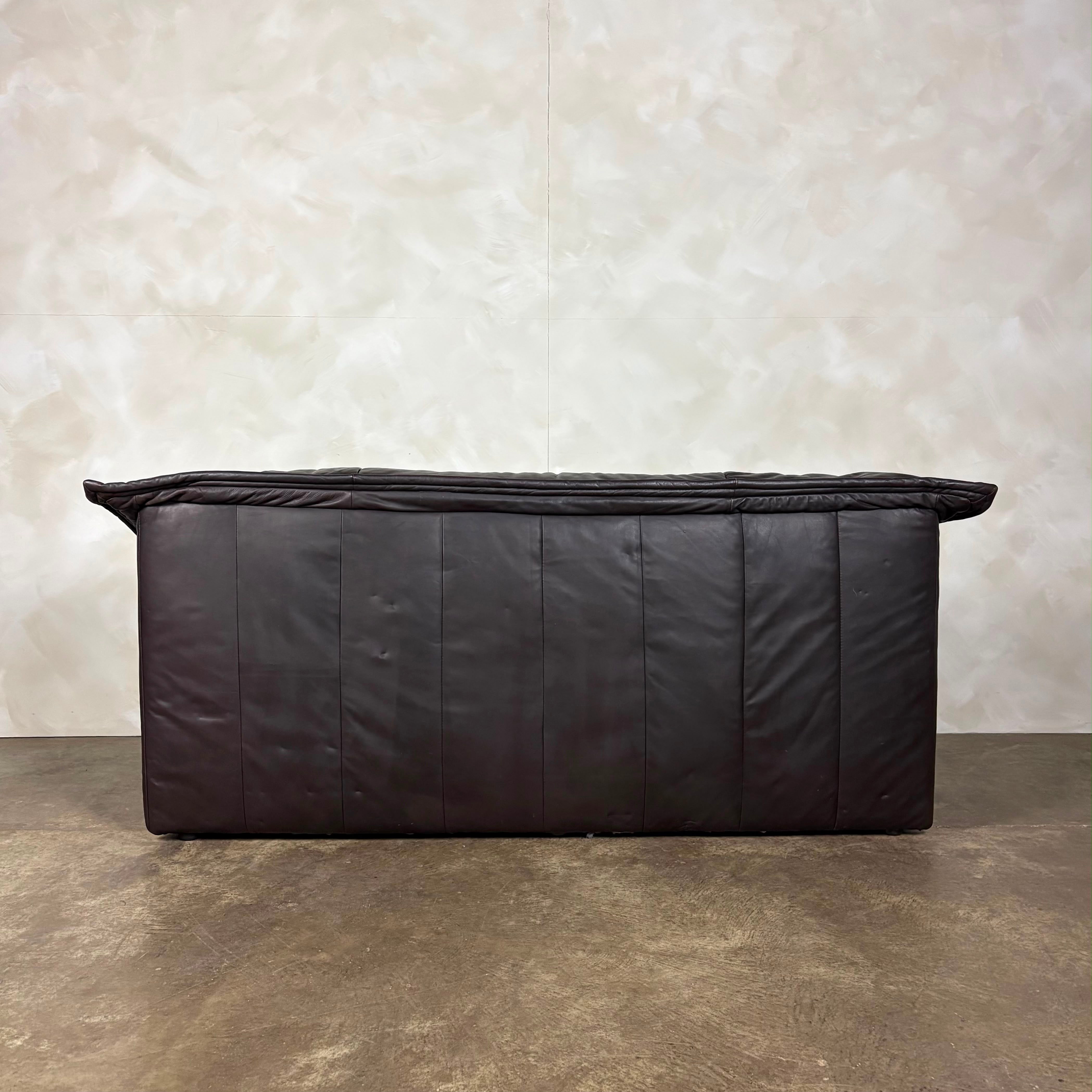 Dark Brown Italian Post Modern Leather Imbottiti Wilma Three Seater Sofa Mid Century Vintage Retro MCM