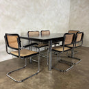 Six Black Marcel Breuer Cesca Bauhaus Dining Chairs With Matching Extending Dining Table Mid Century Vintage Retro MCM