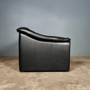 Mid Century Danish Black Leather Georg Thams Two Seater Sofa Vintage Retro MCM