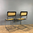 SOLD Pair Of Black Cane Rattan Marcel Breuer Cesca Dining Chairs Mid Century Vintage Retro MCM