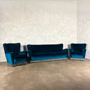 Mid Century Blue Three Seater Sofa Vintage Retro MCM