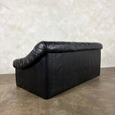 Black Leather Three Seater Sofa Mid Century Vintage Retro MCM