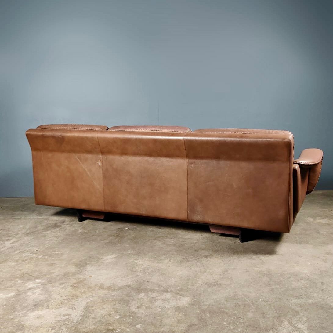 SOLD Madsen & Schubell Danish Brown Leather Three Seater Sofa Mid Century Vintage Retro MCM